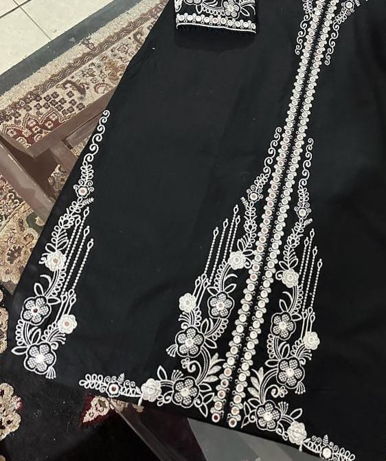 Khadi 2 PC embroidered stitched (Black)