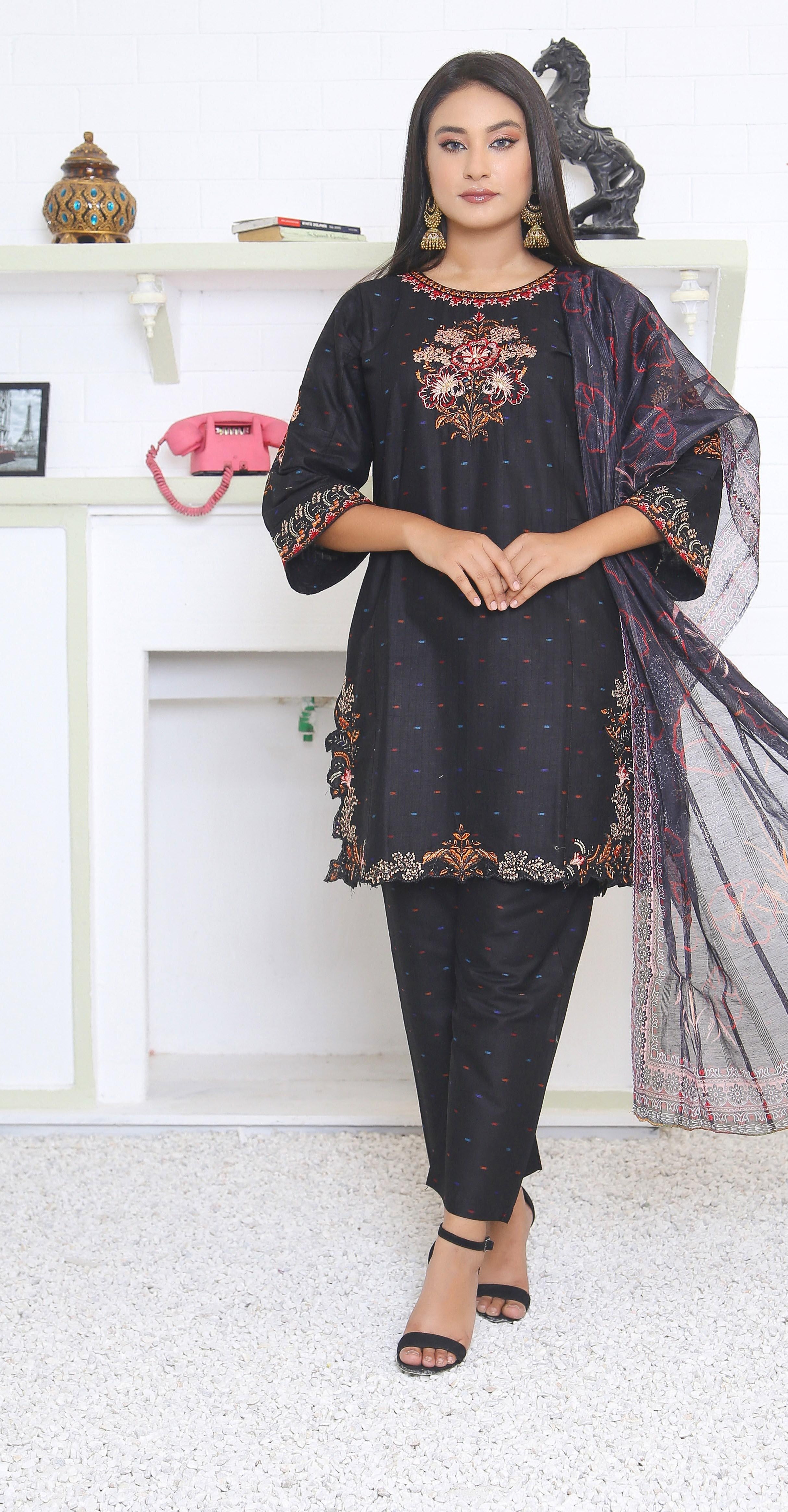 3PC Lawn Embroidered+Printed Dress (Stitched)