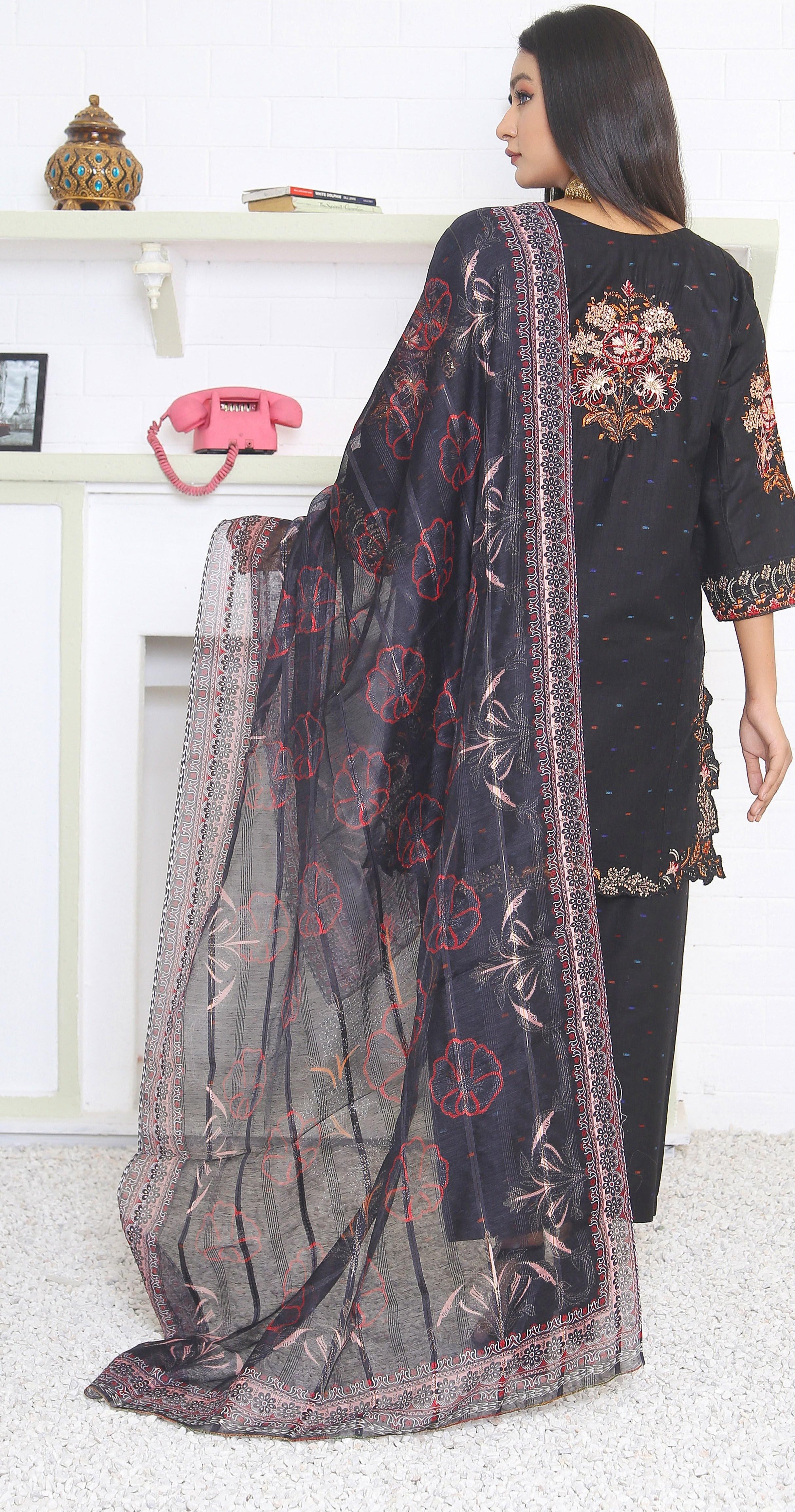 3PC Lawn Embroidered+Printed Dress (Stitched)